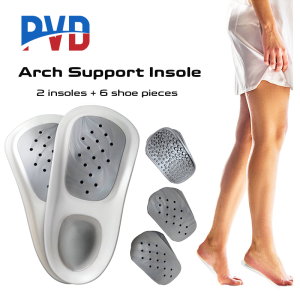 PVD 1 Pair Foot Orthotic Insoles Relieve Foot Back Hip Leg and Knee Pain Improve Balance For Men and Women