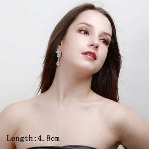 FCSEQUITO Shining AAA Cubic Zirconia Dangle Drop Big Long Clip on Earrings without Piercing Women Luxury Wedding Bridal Jewelry for No Hole Ear SE474