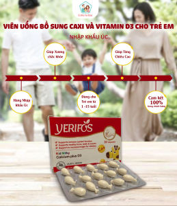 Nhập Khẩu Úc -YERIFOS Viên uống Bổ Sung Caxi và Vitamin D3 Cho Trẻ Em hỗ trợ chiều cao
