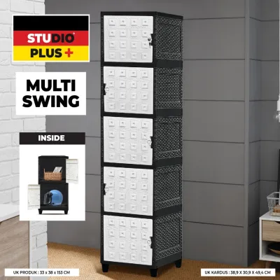 STUDIO - Lemari Pakaian Plastik 1 Pintu Swing Plus Susun 2 3 4 & 5 Rotan