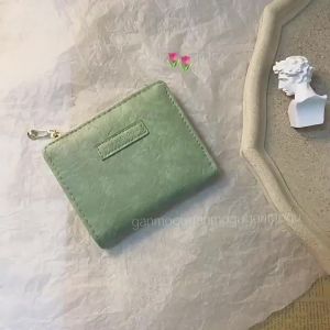 复古小钱包女短款学生欧美清新折叠简约文艺搭扣真皮质感Retro small wallet for female students short style European and American fresh folding simple artistic buckle leather texture