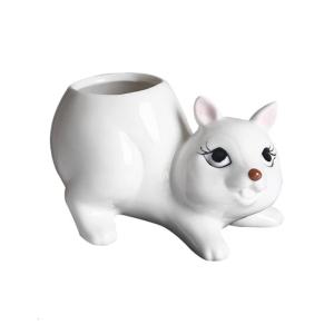 Squirrel Pot Flowerpot Garden Pot Ceramic Fleshy Pot Planter Holder for Home Office Desk Mini Ornament