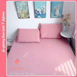 Bộ Ga Gối 3 Món Thun Lạnh Ý JAFUMA & Bộ Ga CottonTici Ga Giường Chất Mát Nhiều Size cho Nệm 3-15cm