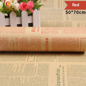 20pcs Flower Packaging Material Retro Kraft Paper 50*70cm English Newspaper Bouquet Gift Wrapping Paper Baking Packaging