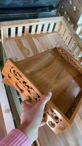 หิ้งพระงานไม้สักลายไทยฉลุ งานไม้หนาพร้อมทาสีอย่างดี