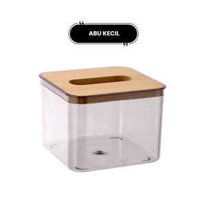 KIYO Tempat Penyimpanan Tissue Transparan Kotak Tisu Estetik Minimalis Tutup Kayu Premium Quality