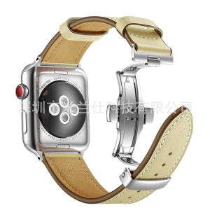 Thích Hợp Cho Apple s12/11 Khóa bướm da bò lớp đầu apple iwatch45678910se Dây đồng hồ da thật