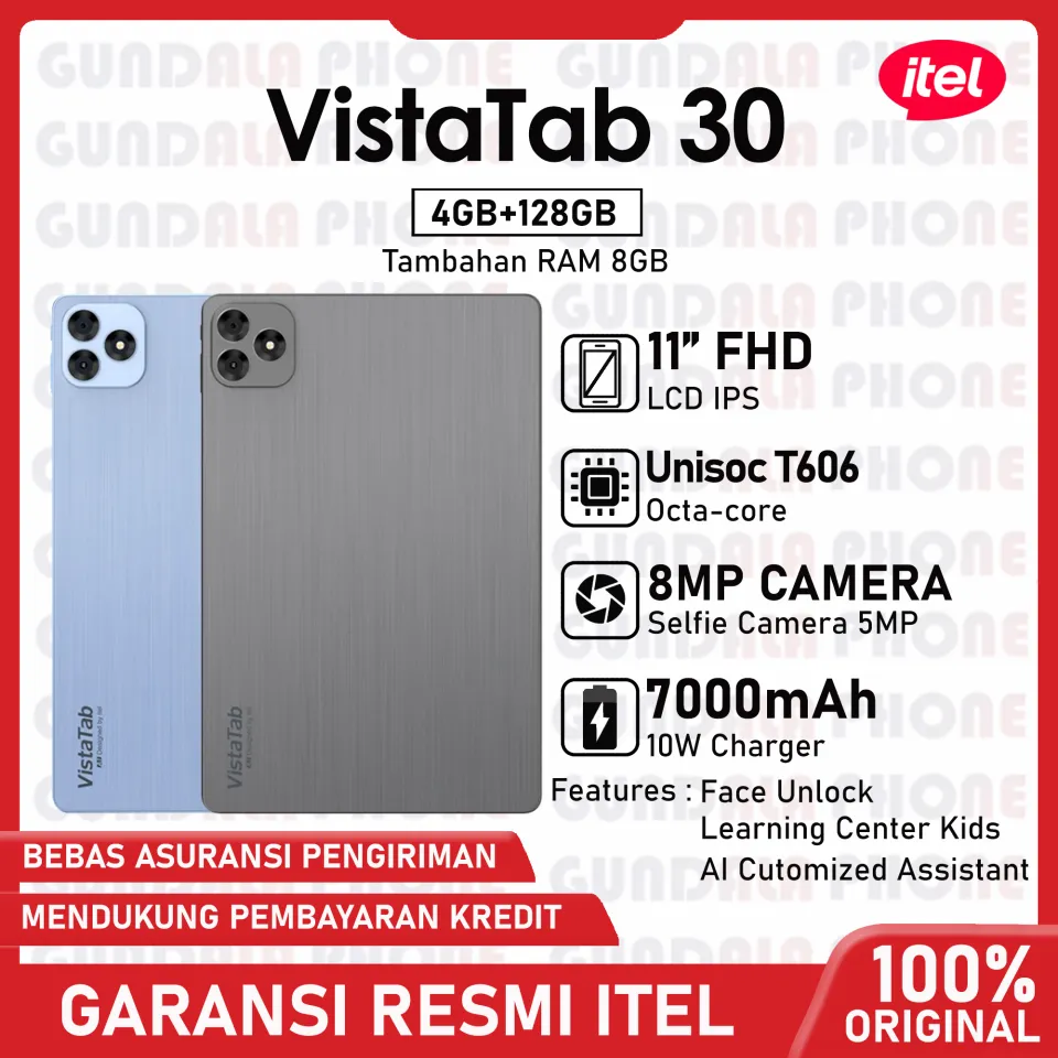 itel Vista Tab 30 Tablet 4/128GB Battery 7000mAh Garansi resmi