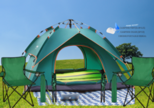 Set Camping set with (WATERPROOF Camping tent Good For 2 to 3 person Camping Table 2pcs)