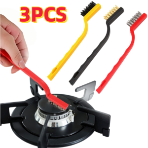 3Pcs/Set Gas Stove Cleaning Brushes Kitchen Range Hood Brush Copper Wire Stainless Steel Nylon Wire Brush Kitchen Cleaning Gap Small Brush Wholesale Wire Brush Set