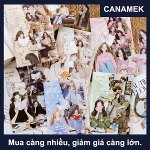 【CANAMEK】 30 cái gói thẩm mỹ đề can nhãn đọc sách cô gái dán trang trí Nhật Ký Album vật liệu cung cấp Album ảnh