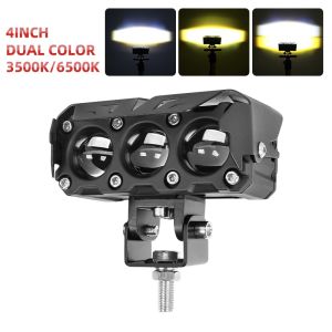 Motorcycle spotlight dual color LED headlight three eye spotlight high and low beam waterproof motorcycle headlight