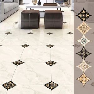 18Pcs PVC Self Adhesive Tile Gap Sticker Waterproof Wear Resistant Floor Slant Stick Art Soft Floor Sticker for Living Room Floor & Kitchen & Bathroom Walls