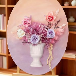 NEXASHOP White Half Wall Vase DIY Hand-Painted Flower Arrangement Vase French Oil Painting Half Wall Flower Pot Home Decoration