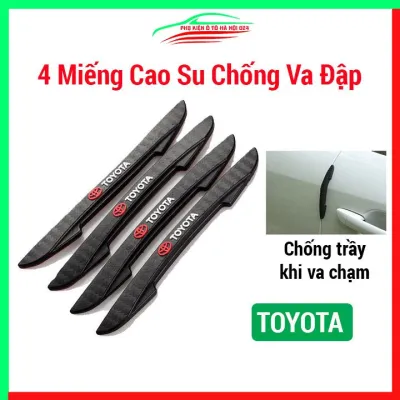 Bộ 4 miếng dán cao su chống trầy xước ô tô có logo chữ TOYOTA chống va đập bảo vệ cửa xe hơi