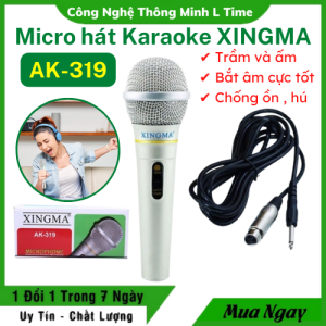 Mic hát Karaoke gia đình Xingma Ak-319 âm thanh trong trẻo sống động có màng lọc tạp âm dây dài 3m - Bảo hành 12 tháng