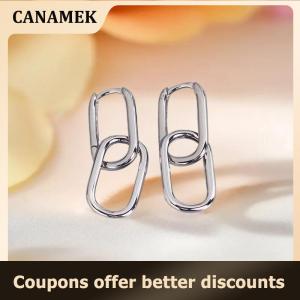 【 CANAMEK 】 Personalized Geometric Oval Earrings Cool Design Metal Style Ear Clips Simple And Versatile Earrings