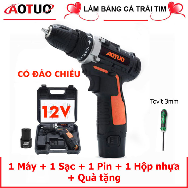 AOTUO Máy khoan cầm tay pin , bắn vít đa năng AOTUO 12V CÓ ĐẢO CHIỀU ...