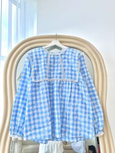 NANDO ATASAN KEMEJA WANITA BRUKAT KATUN KOTAK MOTIF BUNGA LUCU HQ