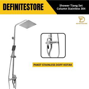 Shower Tiang Set Shower Hitam Kamar Mandi LED Thermostatic Shower Set Kran Air Komplit Head Shower
