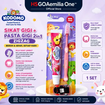 KODOMO Perawatan Gigi Anak Sikat Gigi + Pasta Gigi 2in 1 Zigzag 1 pcs