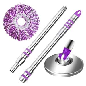 Effortlessly Auto Wring Spin Mop Quick Drying Rotating System Detachable Washable Pad Stainless Steels Rod Disc Design