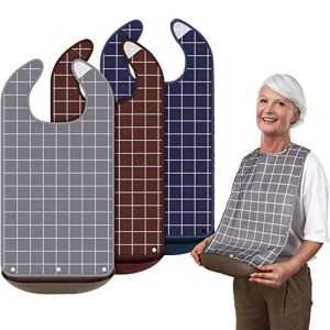LDMPDQ Waterproof Adult Bib Dirt Resistant S/M/L Elder Mealtime Bib Adjustable Saliva Napkins Dinning Aid