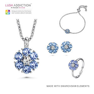 LUSH Flower Birthstone Ring-Light Sapphire Crystal from Swarovski by FGG