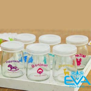 Set 24 Hũ Thuỷ Tinh Có In Hình Hoạ Tiết Đựng Sữa Chua - Bánh Pudding - Bánh Cupcake Kèm Nắp Đậy 100Ml SP4826