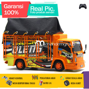 Mainan Mobil Remot Kontrol Rc Truk Dump Truk Fuso Oleng Basuri Telolet Angkut Barang Terpal