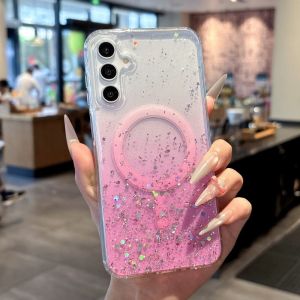 Luxury Glitter Gradient Clear For Magsafe Case for Samsung Galaxy S25 S24 S23 FE S22 Plus Ultra A05 A06 A15 A16 A26 A36 A56 Capa