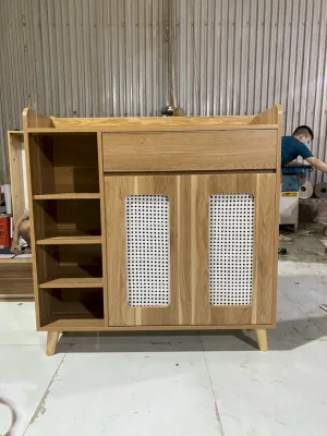 Tủ giầy gỗ thông minh lắp ghép 3 ngăn tiện ích Tủ giày gỗ kèm kệ đa năng và ngăn để đồ đa năng chất gỗ MDF 90x90x30cm