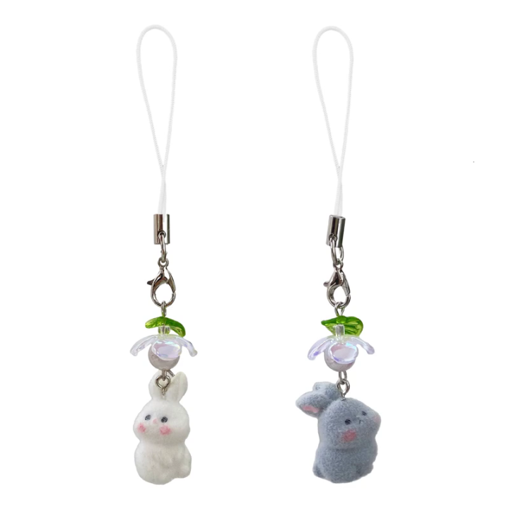 Adorable Flocking Rabbit Phone Accessory Soft and Comfortable Phone Charm Adds Unique Style for Female Users