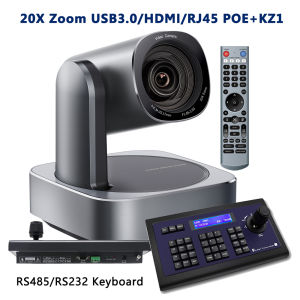 Tenveo VL20N-NDI PTZ Conference Camera HD1080P 60fps 20x Zoom USB3.0 IP Live Streaming Camera HDMI POE for Church Worship Education Work with OBS VMix NDI