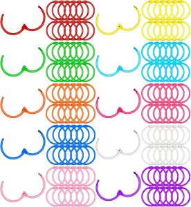 120 pcs Loose Leaf Binder Rings Flash Card Rings Colorful Metal Book Rings Rainbow Color Heavy Duty Notebook Rings Keychain Key Rings 1 Inch 10 Colors