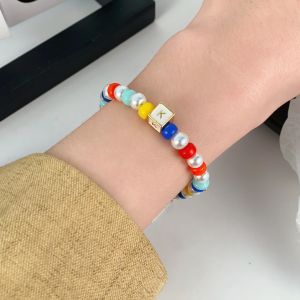 New Rainbow Beaded Bracelet Niche Design Summer Dopamine Style Wear Cute Personality Cartoon Beaded Jewelry