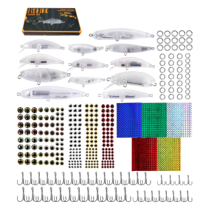 Trống mồi cứng thiết lập crankbaits Minnow thiết lập bao gồm móc vòng xoắn ốc thu hút mắt Sticker không sơn Mồi Câu Cá làm bộ