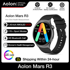 【AMOLED 466*466 PPI 300 mAh 99.8 Calor Space】Aolon Mars R3 Smartwatch Original | AMOLED Screen | Running Pace | Always On Display | 200+ Watch Face | 178+ Sport modes