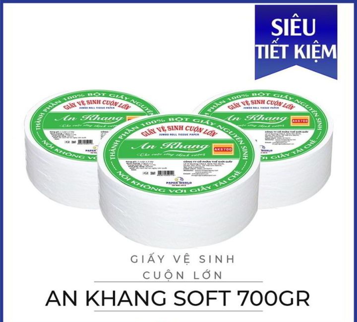 Giấy vệ sinh cuộn lớn An Khang Soft700,700g/cuộn cực rẻ,siêu mịn,đẹp ...