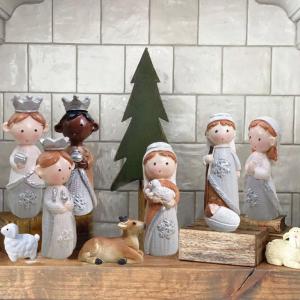 Christmas Nativity Figurines Resins Manger Holy Family Nativity Scene Statue for Xmases Indoor Home Table Decorations