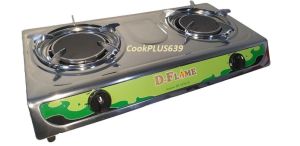 D-FLAME Elegant Stainless Steel Gas Cooktop with Infrared Burners and Metal Knobs (150mm/150mm) - SIRIM Certified