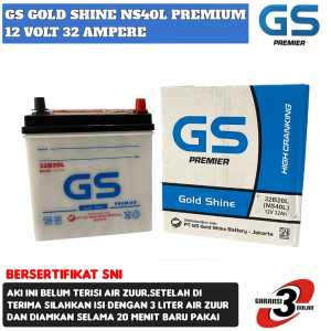 Aki Mobil Ayla/Agya/Calya/Sigra/Jazz/Ertiga/Brio/Karimun/Datsun go/Baleno GS Gold shine Ns40L Premium 32 AH