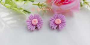 Hijabnur1 - Sepasang Anting Klip Bunga Daisy Handmade