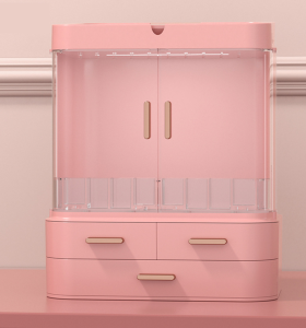 Beauty Treasure Waterproof Cosmetic Storage Organizer Box With LED Makeup Mirror