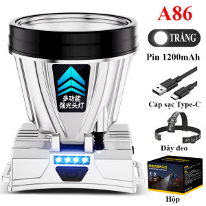 Đèn Đội Đầu A36 Cảm Ứng Tự Động 6 Chế Độ – Đèn Pin Mini Sạc USB Cực Sáng Có Dây Đeo Thun Bền