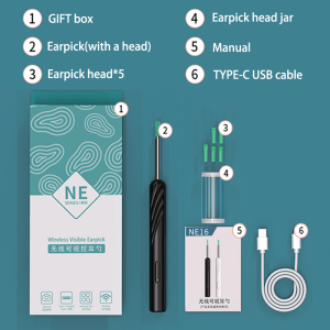 【306 ° Panoramic View】Smart Visual Ear Cleaner Wireless Earwax Remover With 5Million Pixels Camera High Precision Wireless Earwax Remover Set Rechargeable Otoscope Ear Cleaning Tool Ear Spoon With Camera For Baby Adult
