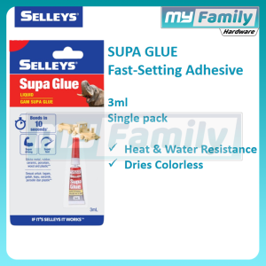 SELLEYS Supa Glue 3ml Single Pack Clear Multi-Purpose Adhensive Metal Rubber Chinaware Wood
