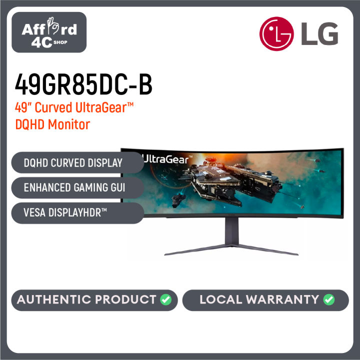 LG 49GR85DC-B 49” UltraGear™ 32:9 Dual QHD Curved Gaming Monitor with ...
