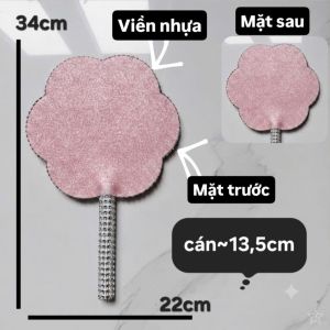 (1 cái) Phôi quạt viền nhựa xốp kim tuyến có cán nguyên liệu làm quạt hầu đồng hầu thánh.