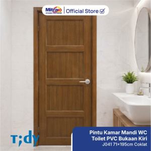 Tidy Pintu Kamar Mandi Pvc + Handle Bukaan Kiri J041 71X195 Cm Coklat [INCLUDE PACKING KAYU]